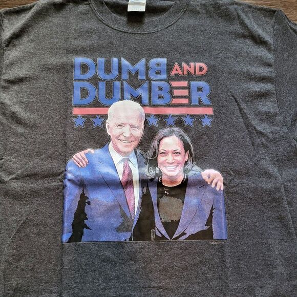 Joe Biden Kamala Harris Dumb and Dumber Tee Screen Print Tee Shirt Mens Large - Picture 2 of 5